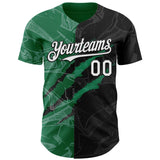 Maxcorners Custom Graffiti Pattern White Black-Kelly Green 3D Scratch Premium Baseball Jerseys LM0210
