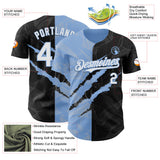 Maxcorners Custom Graffiti Pattern White Black-Light Blue 3D Scratch Premium Baseball Jersey LM0210