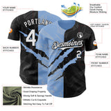 Maxcorners Custom Graffiti Pattern White Black-Light Blue 3D Scratch Premium Baseball Jerseys LM0210