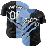 Maxcorners Custom Graffiti Pattern White Black-Light Blue 3D Scratch Premium Baseball Jerseys LM0210