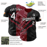 Maxcorners Custom Graffiti Pattern White Black-Crimson 3D Scratch Premium Baseball Jersey LM0210