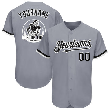 Maxcorners Custom Gray Black-White Authentic Baseball Jersey LM2605