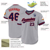 Maxcorners Custom Gray Navy-Red Authentic Throwback Baseball Jersey LM2605