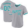 Maxcorners Custom Gray Teal-White Authentic Throwback Baseball Jersey LM2605