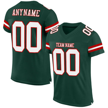 Maxcorners Custom Green White-Red Mesh Authentic Football Jersey LM2605