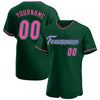Maxcorners Custom Green Pink-Light Blue Authentic Baseball Jersey LM2605
