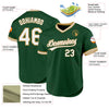 Maxcorners Custom Green White-Old Gold Authentic Throwback Baseball Jersey LM2605