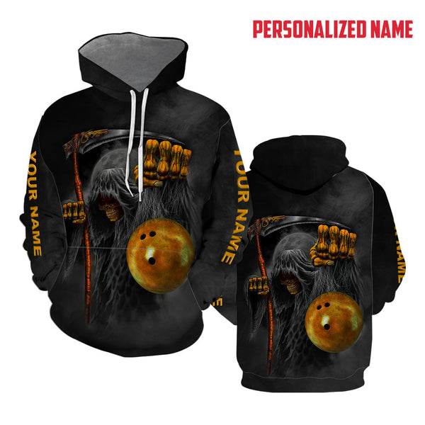 Maxcorners Grim Reaper Bowling 3D Custom Name Shirt