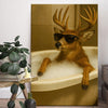 Maxcorners Funny Deer Wall Art – Cool Buck in Bathtub Poster for Hunters & Rustic Cabin Decor
