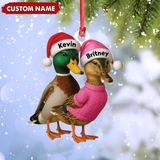 Maxcorners Custom Funny Duck Couple Christmas Ornament - Personalized Names, Custom Gift for Couples & Animal Lovers LM0411
