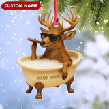 Maxcorners Personalized Funny Deer Bathtub Ornament, Cool Buck Relaxing Christmas Decor, Unique Gag Gift for Hunters and Men LM0411