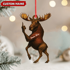 Maxcorners Personalized Funny Moose Acrylic Christmas Ornament - Custom Decoration Holiday Gift for Hunters 2D Flat