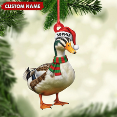Maxcorners Personalized Duck Acrylic Christmas Ornament - Custom Name Holiday Acrylic Gift for Hunters LM0411