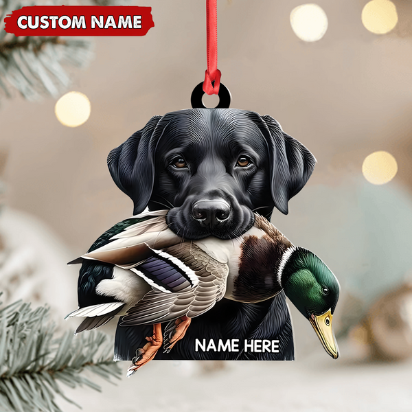 Maxcorners Personalized Hunting Dog Acrylic Ornament - Personalized Labrador Retriever & Duck Christmas Gift LM0411