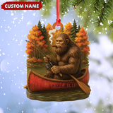Maxcorners Personalized Bigfoot Fishing Ornament, Funny Sasquatch in Canoe Christmas Decor, Unique Gift for Fishermen and Outdoor Lovers LM0411