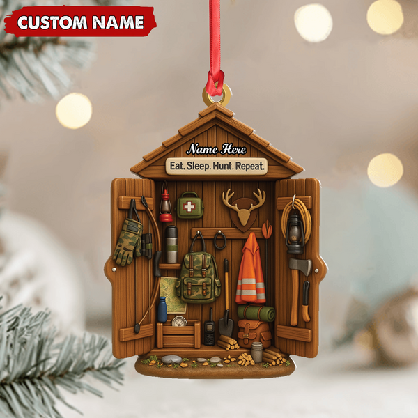 Maxcorners Personalized Hunter Gear Acrylic Ornament - Custom Name - Sleep Hunt Repeat Christmas Gift for Hunters LM0411