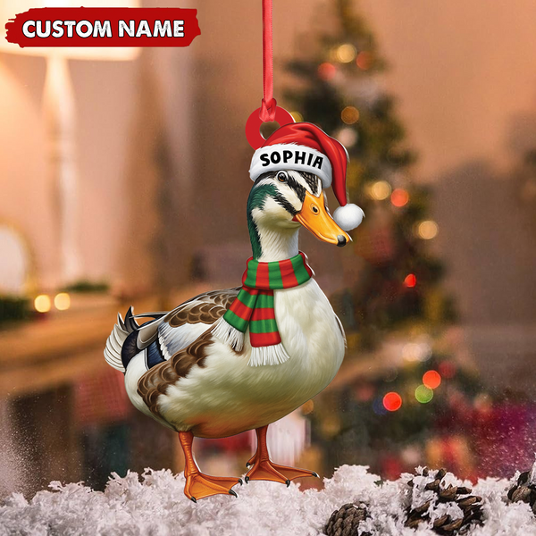 Maxcorners Personalized Duck Acrylic Christmas Ornament - Custom Name Holiday Acrylic Gift for Hunters LM0411