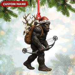 Maxcorners Bigfoot Hunter Christmas Ornament, Funny Sasquatch Archery Decor, Rustic Holiday Gift for Outdoor Adventure Lovers LM0411