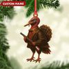 Maxcorners Personalized Funny Turkey Hunter Ornament, Dapper Gobbler with Gun Christmas Decor, Unique Gag Gift for Hunters and Men LM0411