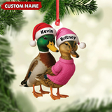 Maxcorners Custom Funny Duck Couple Christmas Ornament - Personalized Names, Custom Gift for Couples & Animal Lovers LM0411