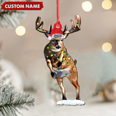 Maxcorners Personalized Deer Acrylic Christmas Ornament - Custom Name Buck with Lights Holiday Gift LM0411