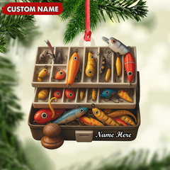 Maxcorners Personalized Fishing Tackle Box Acrylic Ornamen - Custom Name Christmas Ornament for Fishermen, Anglers & Outdoor Lovers LM0411