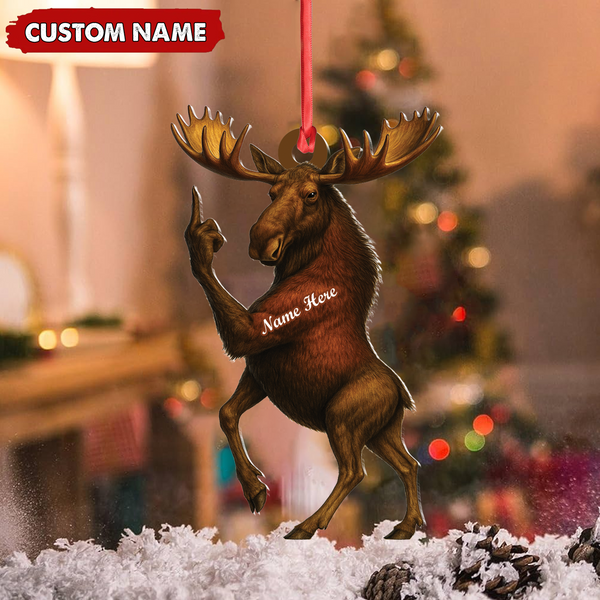 Maxcorners Personalized Funny Moose Acrylic Christmas Ornament - Custom Decoration Holiday Gift for Hunters LM0411