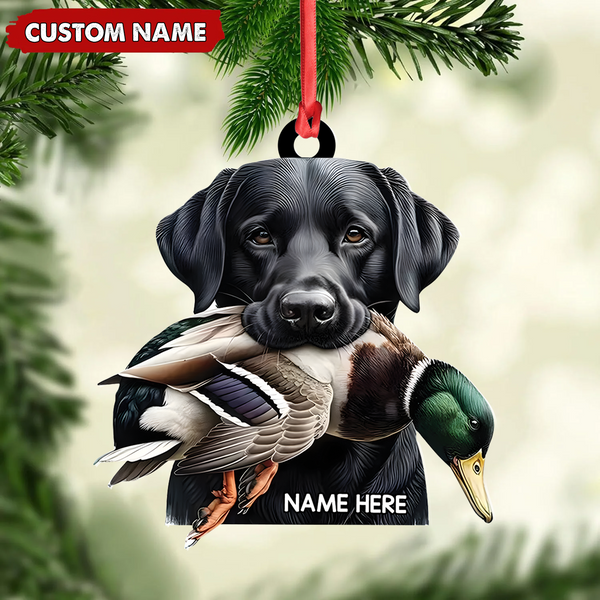 Maxcorners Personalized Hunting Dog Acrylic Ornament - Personalized Labrador Retriever & Duck Christmas Gift LM0411