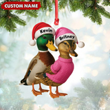 Maxcorners Custom Funny Duck Couple Christmas Ornament - Personalized Names, Custom Gift for Couples & Animal Lovers LM0411