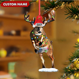 Maxcorners Personalized Deer Acrylic Christmas Ornament - Custom Name Buck with Lights Holiday Gift LM0411