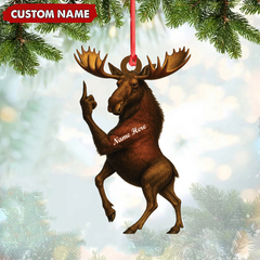 Maxcorners Personalized Funny Moose Acrylic Christmas Ornament - Custom Decoration Holiday Gift for Hunters 2D Flat