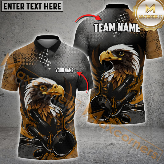 Maxcorners Bowling Ball & Pins With Eagle Multicolor Options Personalized Name, Team Name 3D Shirt (5 Colors)