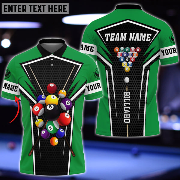 Maxcorners Billiards Ball Colourful Personalized 3D Polo Shirt