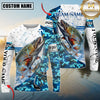 Maxcorners Fishing Blue Camouflage Water Splash Sun Protection Personalized Name, Team Name Long Sleeve Shirt