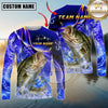 Maxcorners Fishing Ocean Splash Design Sun Protection Personalized Name, Team Name Long Sleeve Shirt