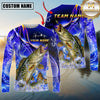 Maxcorners Fishing Ocean Splash Design Sun Protection Personalized Name, Team Name Long Sleeve Shirt