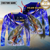Maxcorners Fishing Ocean Splash Design Sun Protection Personalized Name, Team Name Long Sleeve Shirt