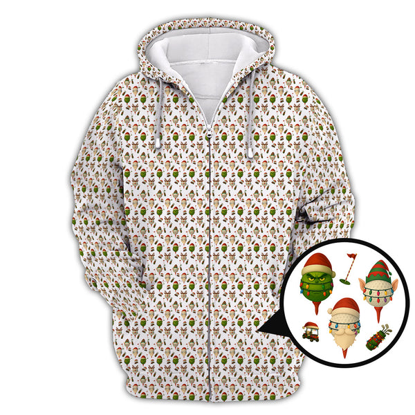 Maxcorners Christmas Golf Shirt For Men, Funny Pattern Golf Shirt , Xmas Golf Shirt, Golf Gift For Golfer