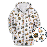 Maxcorners Bourbon Whiskey & Golf Polos, Funny Pattern Golf Shirt, Golf Gift For Men's