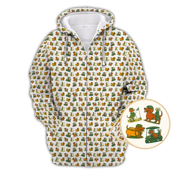 Maxcorners Dachshund Pattern Golf Shirt â€“ Funny Dog Golf Polos For Pet Lovers - Golf Gift For Golfers