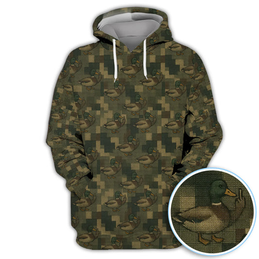 Maxcorners Mallard Duck Camo Polos For Men, Waterfowl Pattern Shirt, Crazy Golf Shirt For Golfer