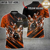 Maxcorners Bowling Fire Flames Explosion Red Black Splash Multi Options Personalized Name, Team Name Unisex 3D Shirt (8 Colors)