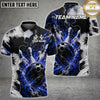 Maxcorners Bowling Polo Shirt Cosmic Bowling Ball and Pins Design Multi Options Personalized Name, Team Name Unisex 3D Shirt (4 Colors)