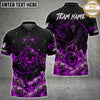 Maxcorners Bowling Grim Reaper Dark Angel Fire Skull Bowling Ball Skull Pins Galaxy Starry Night Custom Team Name Personalized Name 3D Polo Shirt