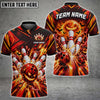 Maxcorners Bowling Spooky Scary Halloween Jack O Lantern Pumpkin Head Fiery Flame Bats Bowling Ball Strike Crashing Pins Multi Options Personalized Name, Team Name Unisex 3D Shirt (4 Colors)