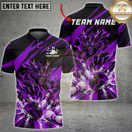 Maxcorners Bowling Fiery Red Dragon Claw Slash Splash Multi Options Personalized Name, Team Name Unisex 3D Shirt (7 Colors)