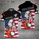 Max Corner Fire Golf Ball USA Eagle Customized 3D Polo shirt