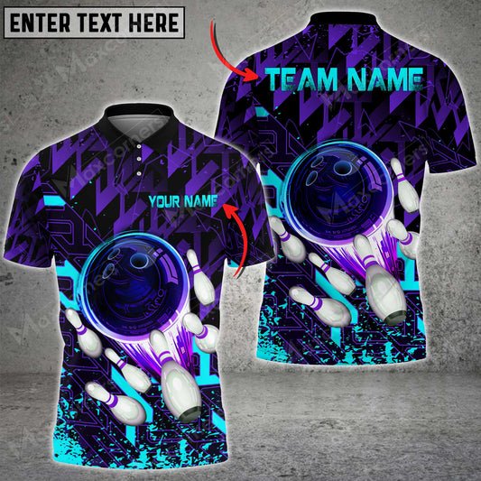 Maxcorners Bowling Ball And Pins Supersonic Speed Multicolor Option Customized Name 3D Shirt (4 Colors)