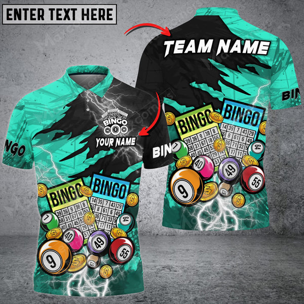 Maxcorners Bingo Lightning Grunge Multicolor Option Customized Name 3D Shirt