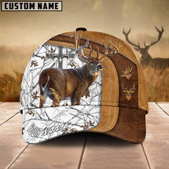 Maxcorners  Cross America Hunting Deer Leather Pattern Personalized Hats 3D Multicolored